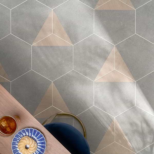 Piaka Wood Gray 12.5" Hex Matte Porcelain