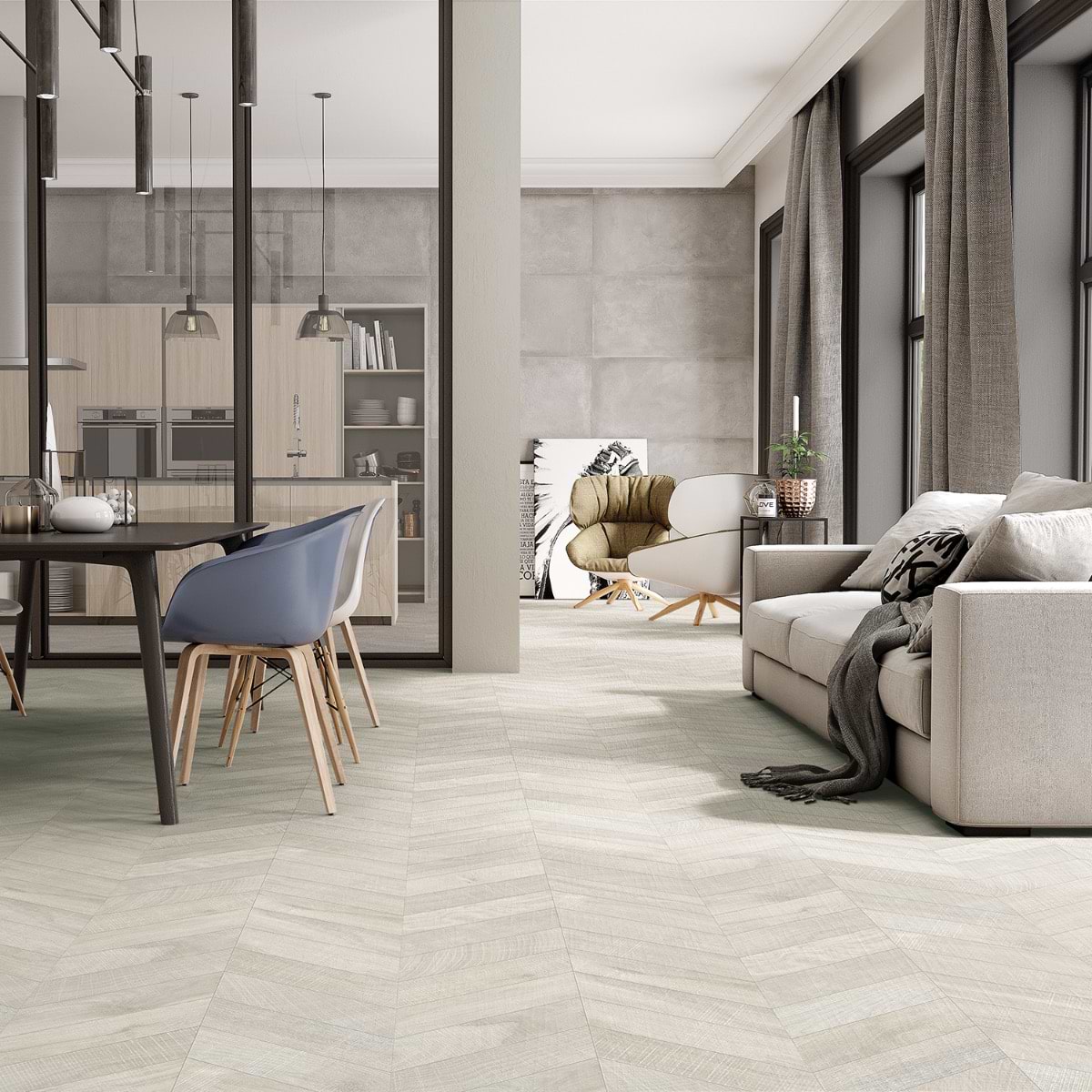 Shop Elan Chevron White 24x48 | SohoStudioCorp.com