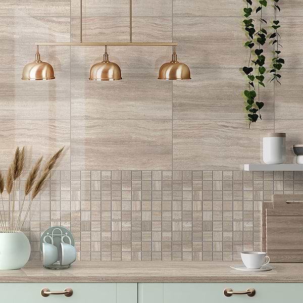 Zenit Beige 12x24 Travertine Look Polished Porcelain Tile