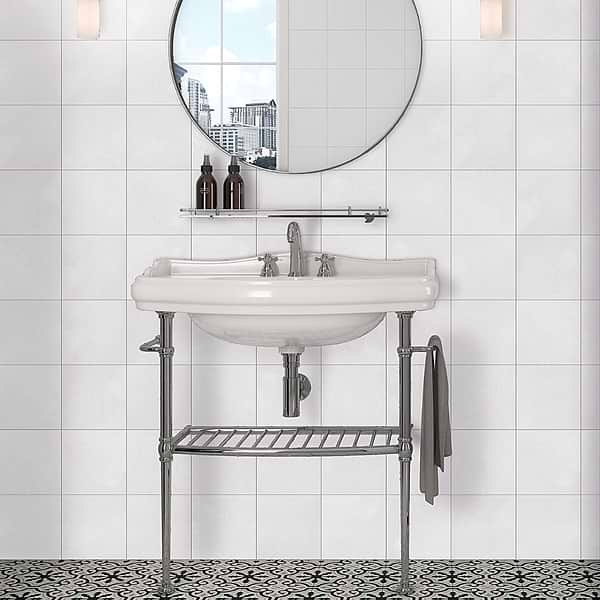 GeoPrism Cement White 8x8 by Elizabeth Sutton Matte Porcelain
