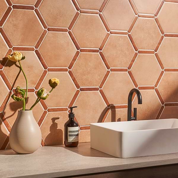 Zemira Terracotta Light 9" Hexagon Matte Porcelain
