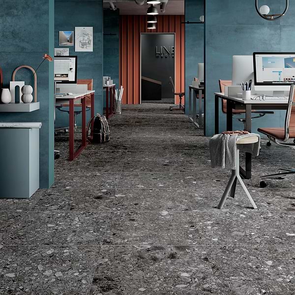 Norr 2.0 Charcoal Gray 24x24 Terrazzo Look Matte Porcelain Tile