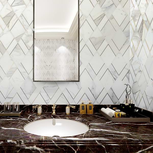 Xena Calacatta - Calacatta Gold & Brass; in White and Gold Calacatta Gold + Brass; for Backsplash, Bathroom Wall, Kitchen Wall, Outdoor Wall, Shower Wall, Wall Tile; in Style Ideas Art Deco, Contemporary