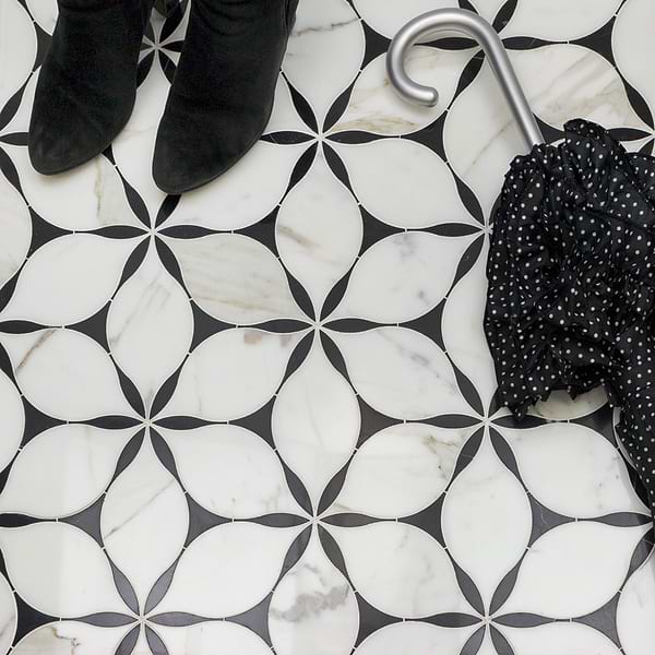 Evangeline Nero Marquina And Calacatta Marble Tile