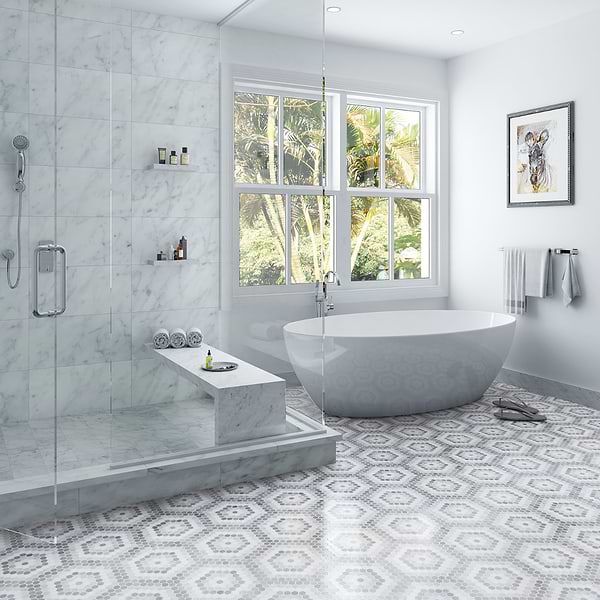 Helios Honeycomb Gray & White Polished Marble