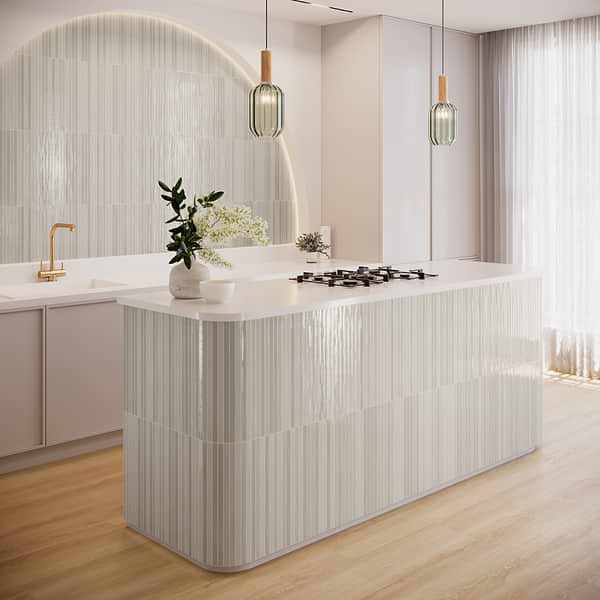 Buenos Chameleon Sage Gray 5x18 Glossy Ceramic Mosaic Tile
