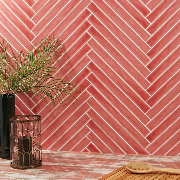 Newport Coral 2x20; in Pink White Body; for Backsplash, Bathroom Wall, Kitchen Wall, Shower Wall, Wall Tile; in Style Ideas Beach, Classic, Contemporary, Cottage, Craftsman, Farmhouse, Mediterranean, Mid Century, Traditional, Transitional, Tropical