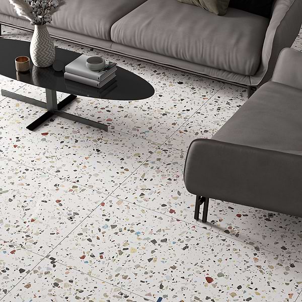 Bijoux White Multicolor 24x48 Terrazzo Look Polished Porcelain Tile