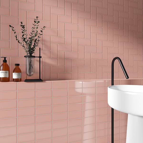 Market Street Pink 3X6 Polished Porcelain Tile