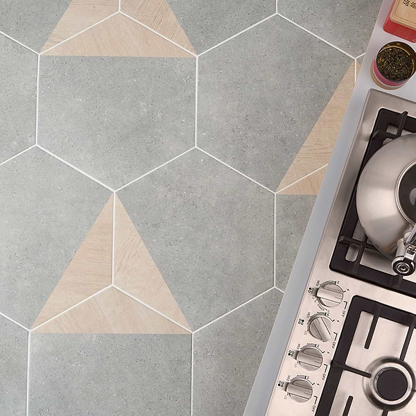 Piaka Wood Gray 12.5" Hex Matte Porcelain