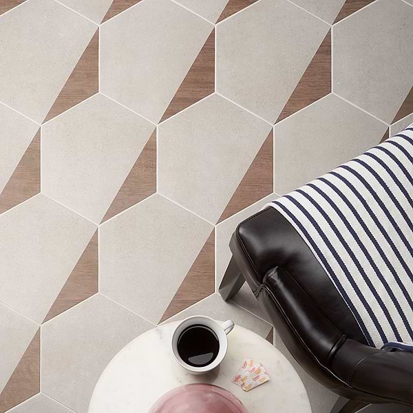 Piaka Wood Taupe 12.5" Hex Matte Porcelain