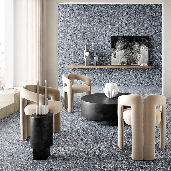 Kado Flakes Ocean Blue 24x24 Terrazzo Look Matte Porcelain Tile