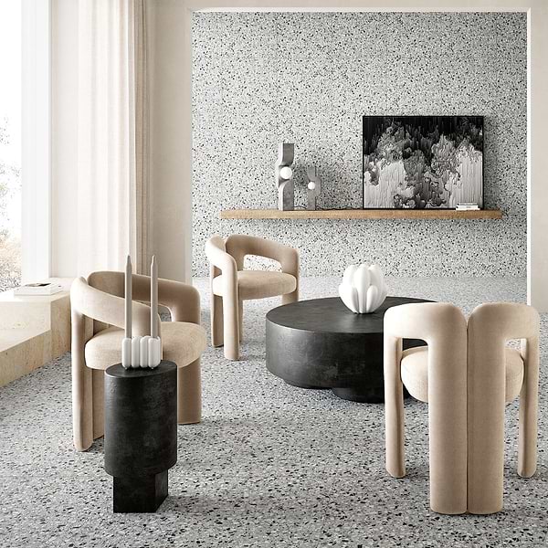 Kado Flakes Smoke Gray 24x24 Terrazzo Look Matte Porcelain Tile