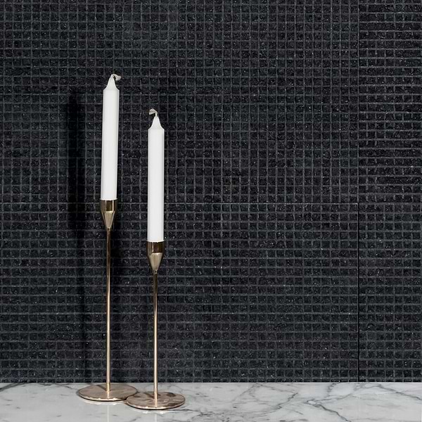 Carvina Cube Noir Basalt 12x24; in Black Basalt; for Backsplash, Bathroom Wall, Kitchen Wall, Outdoor Wall, Shower Wall, Wall Tile; in Style Ideas Modern