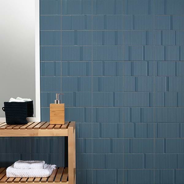 Armada Blue 8x16 Fluted 3D Matte Ceramic Wall Tile