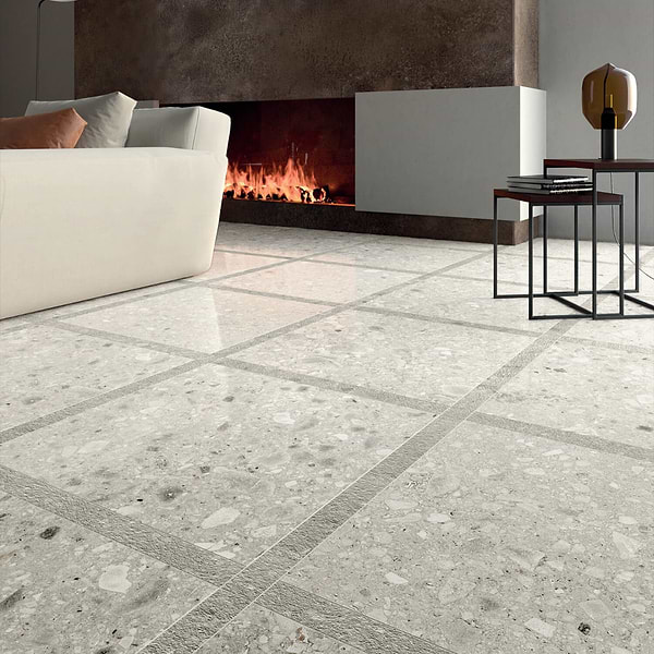 Futura Terrazzo Cenere 24x24; in Gray Porcelain; for Backsplash, Bathroom Floor, Bathroom Wall, Commercial Floor, Floor Tile, Kitchen Floor, Kitchen Wall, Outdoor Floor, Outdoor Wall, Shower Wall, Wall Tile; in Style Ideas Craftsman, Industrial, Modern, Rustic
