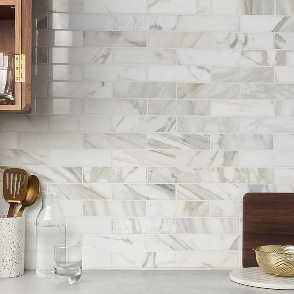 Calacatta Gold 2x8 Polished Marble Subway Tile