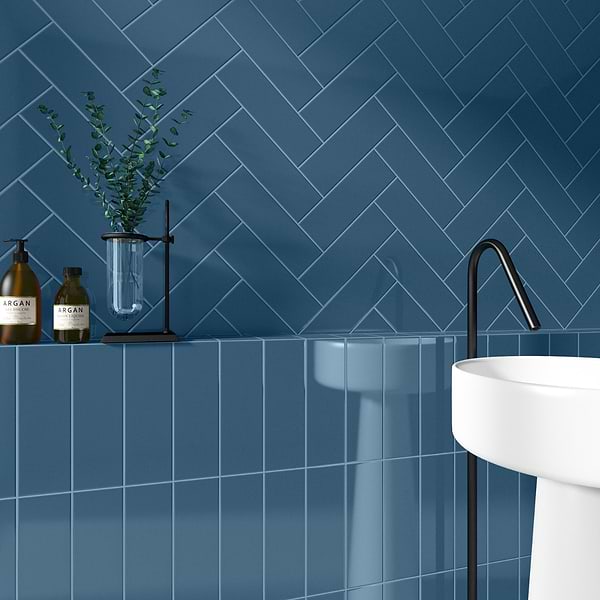 Market Street Blue 4x12 Polished Porcelain Tile