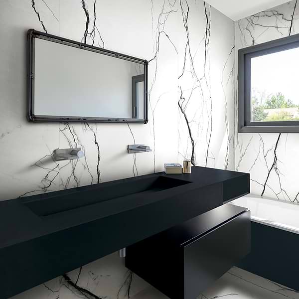 Black + White Breach 12x24 Polished Porcelain Tile