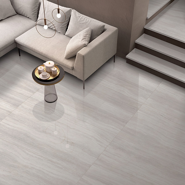 Zenit Bianco White 24x48 Travertine Look Polished Porcelain Tile