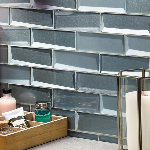 Remington Sage Beveled Bricks Glass Mosaic Tile