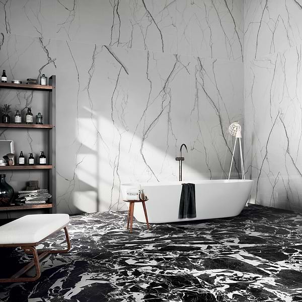 Black + White Breach 24x48 Polished Porcelain Tile