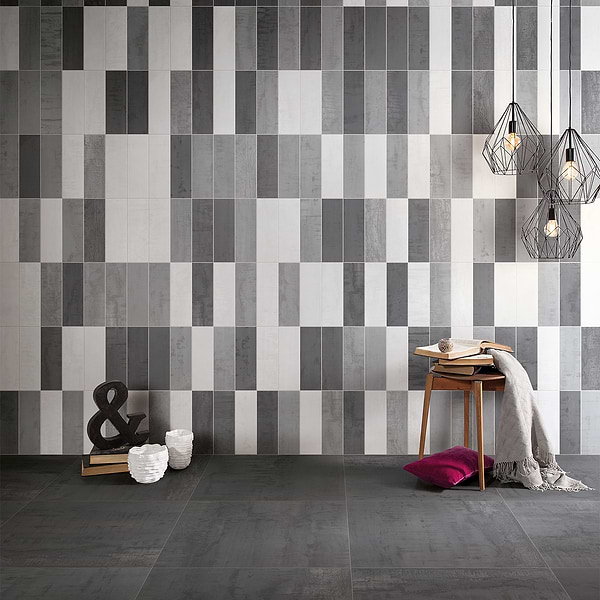 Angela Harris Bellissimo Dark 24x24; in Metallic Dark Gray Porcelain; for Backsplash, Bathroom Floor, Bathroom Wall, Commercial Floor, Floor Tile, Kitchen Floor, Kitchen Wall, Outdoor Floor, Outdoor Wall, Shower Wall, Wall Tile; in Style Ideas Craftsman, Industrial, Mid Century, Modern