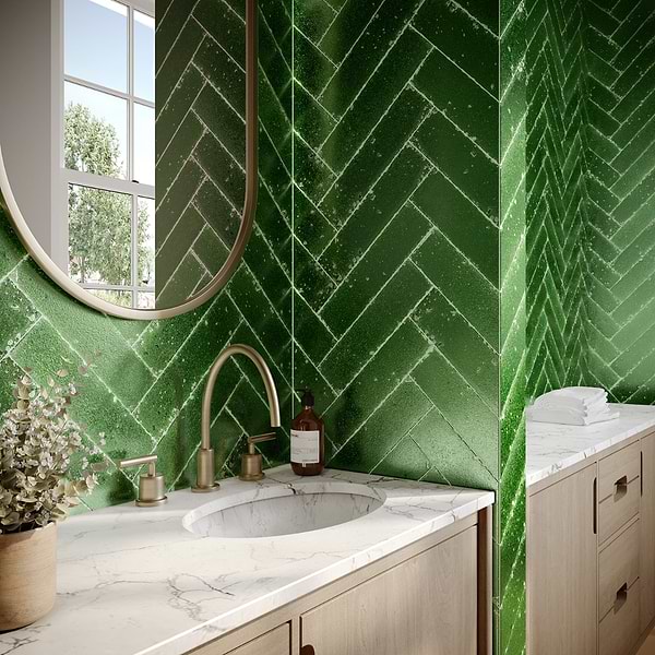 Bahari Brick Aegean 3x12; in Green Lava Stone; for Backsplash, Bathroom Wall, Kitchen Wall, Outdoor Wall, Shower Wall, Wall Tile; in Style Ideas Classic, Craftsman, Industrial, Mediterranean, Traditional, Tropical