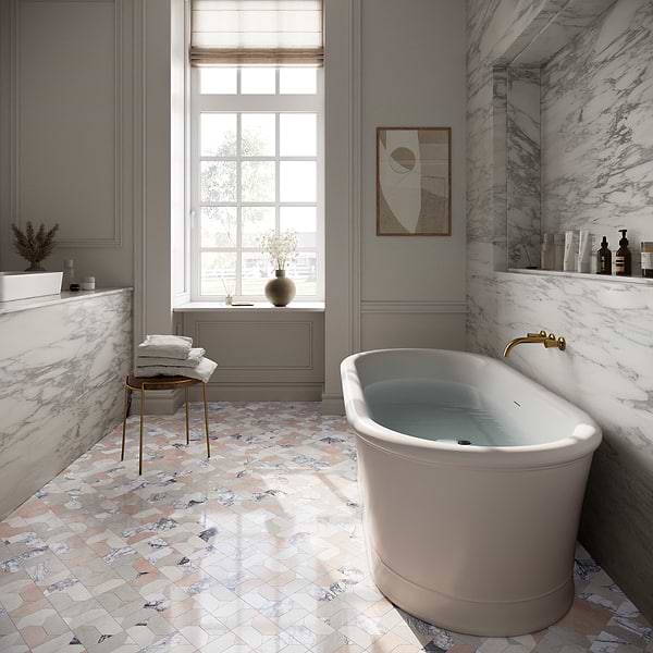 Cafura Grace Peach Polished Marble Luxury Mosaic Tile