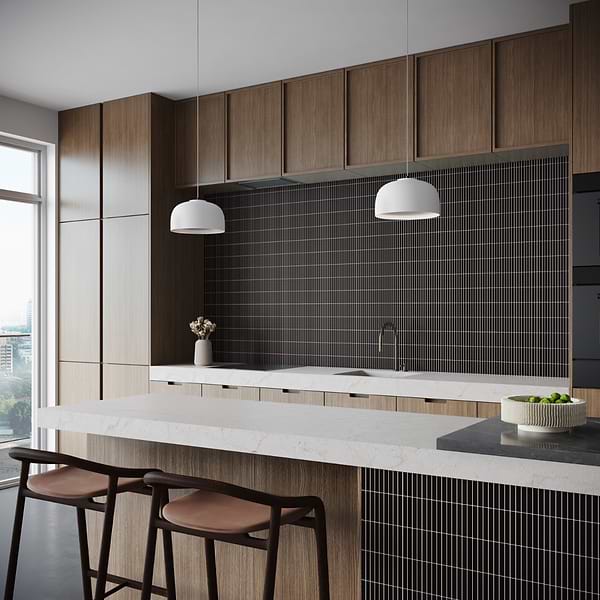 Motek Black 1x4" Tri-Stacked Matte Porcelain Mosaic Tile