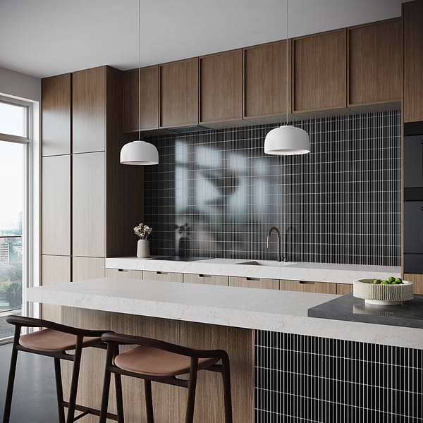 Motek Black 1x4" Tri-Stacked Glossy Porcelain Mosaic Tile