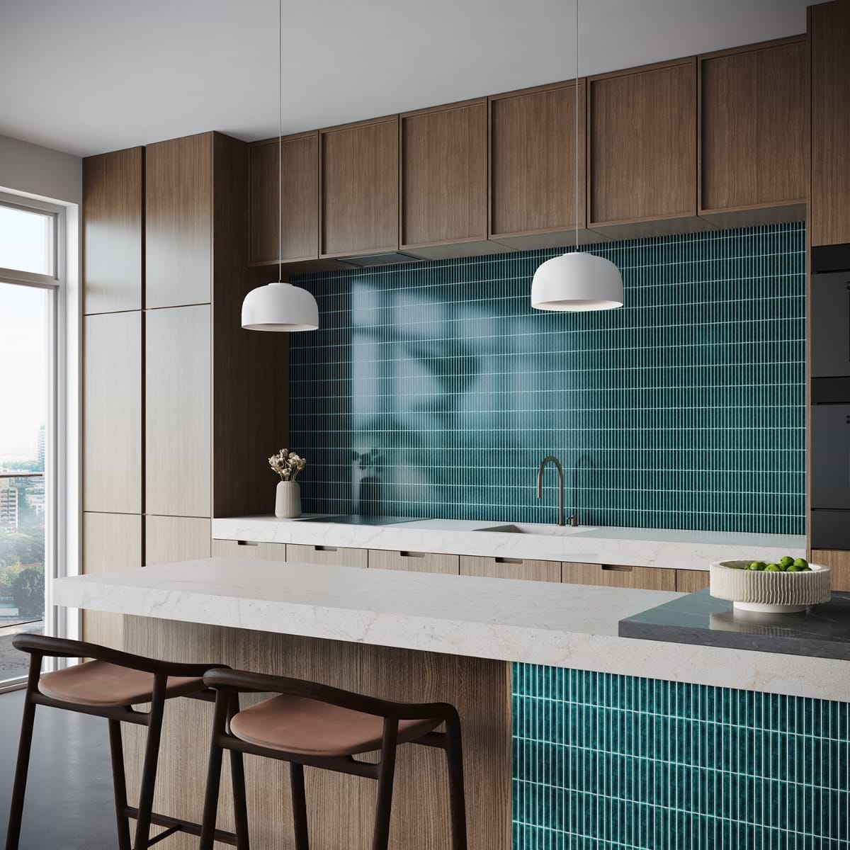 Shop Motek Teal Crackled Glossy Tri Stacked | SohoStudioCorp.com