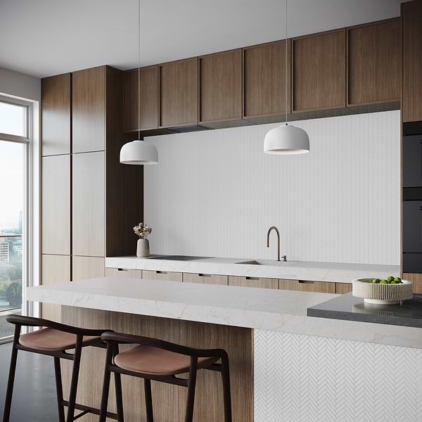 Motek White 1x2" Herringbone Matte Porcelain Mosaic Tile