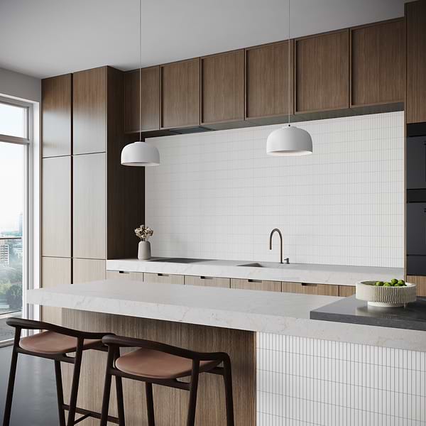Motek White 1x4" Tri-Stacked Matte Porcelain Mosaic Tile