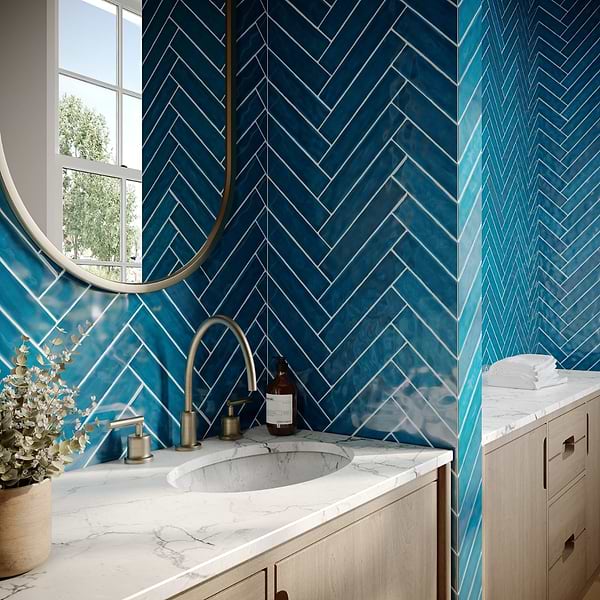 Boston Atlantic Blue 2x10 Polished Ceramic Subway Wall Tile