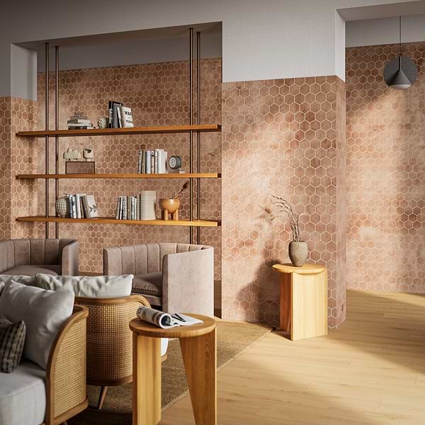 Clay House Sand Beige 4" Hex Matte Terracotta Matte Terracotta