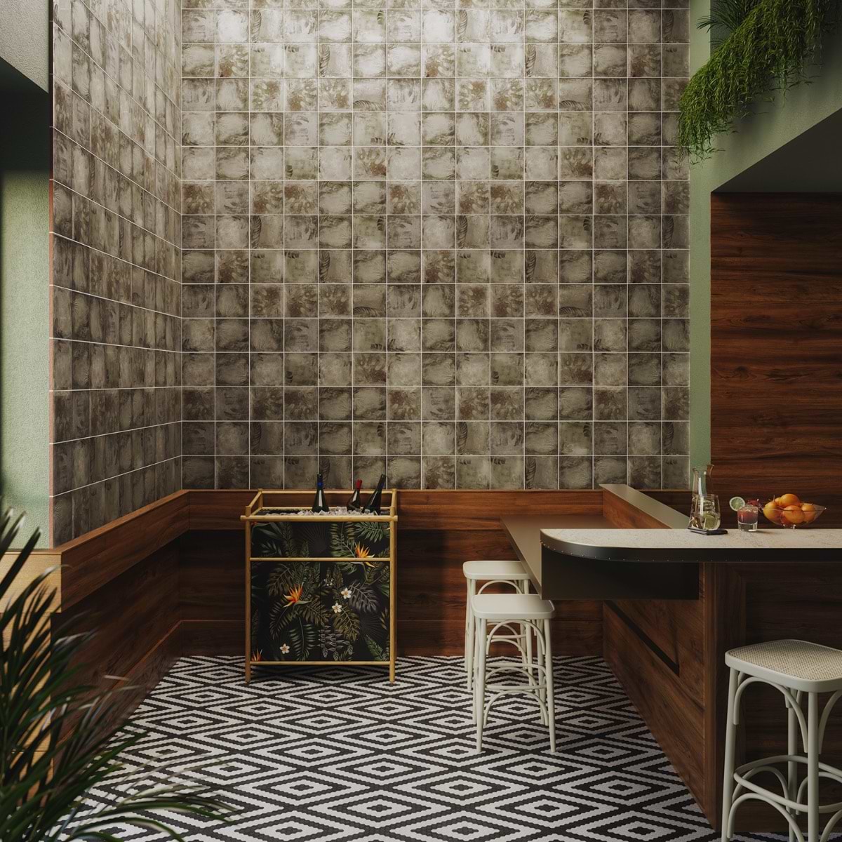 Shop Angela Harris Florista Papara Dark Deco 8x8 Matte Ceramic at