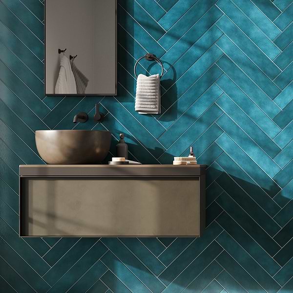 Mare Nostrum Genova 3x18; in Blue + Turquoise Extruded Porcelain; for Backsplash, Bathroom Floor, Bathroom Wall, Commercial Floor, Floor Tile, Kitchen Floor, Kitchen Wall, Outdoor Floor, Outdoor Wall, Pool Tile, Shower Floor, Shower Wall, Wall Tile; in Style Ideas Beach, Classic, Craftsman, Industrial, Mediterranean, Mid Century, Transitional, Tropical