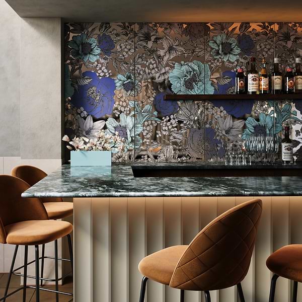 Ambrosia Aquamarine Blue 24x48 Artisan Decor Metallic Matte Porcelain Tile