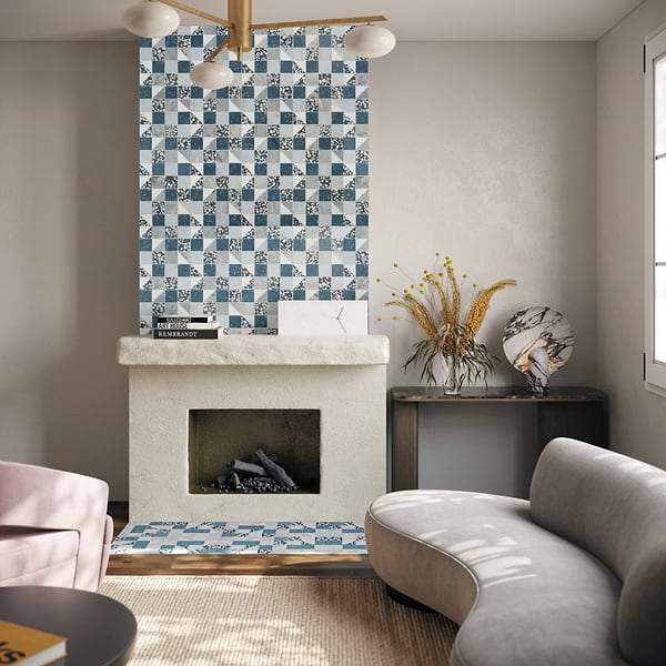 Elizabeth Sutton Terrazzi Starling; in Thassos, Galaxy Gray, Blue Celeste, Terrazzo; for Backsplash, Bathroom Floor, Bathroom Wall, Commercial Floor, Floor Tile, Kitchen Floor, Kitchen Wall, Outdoor Floor, Outdoor Wall, Shower Floor, Shower Wall, Wall Tile; in Style Ideas Contemporary, Mediterranean, Rustic