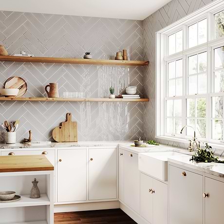 Stacy Garcia Artblock Grigio Gray 4x16 Glossy Porcelain Tile
