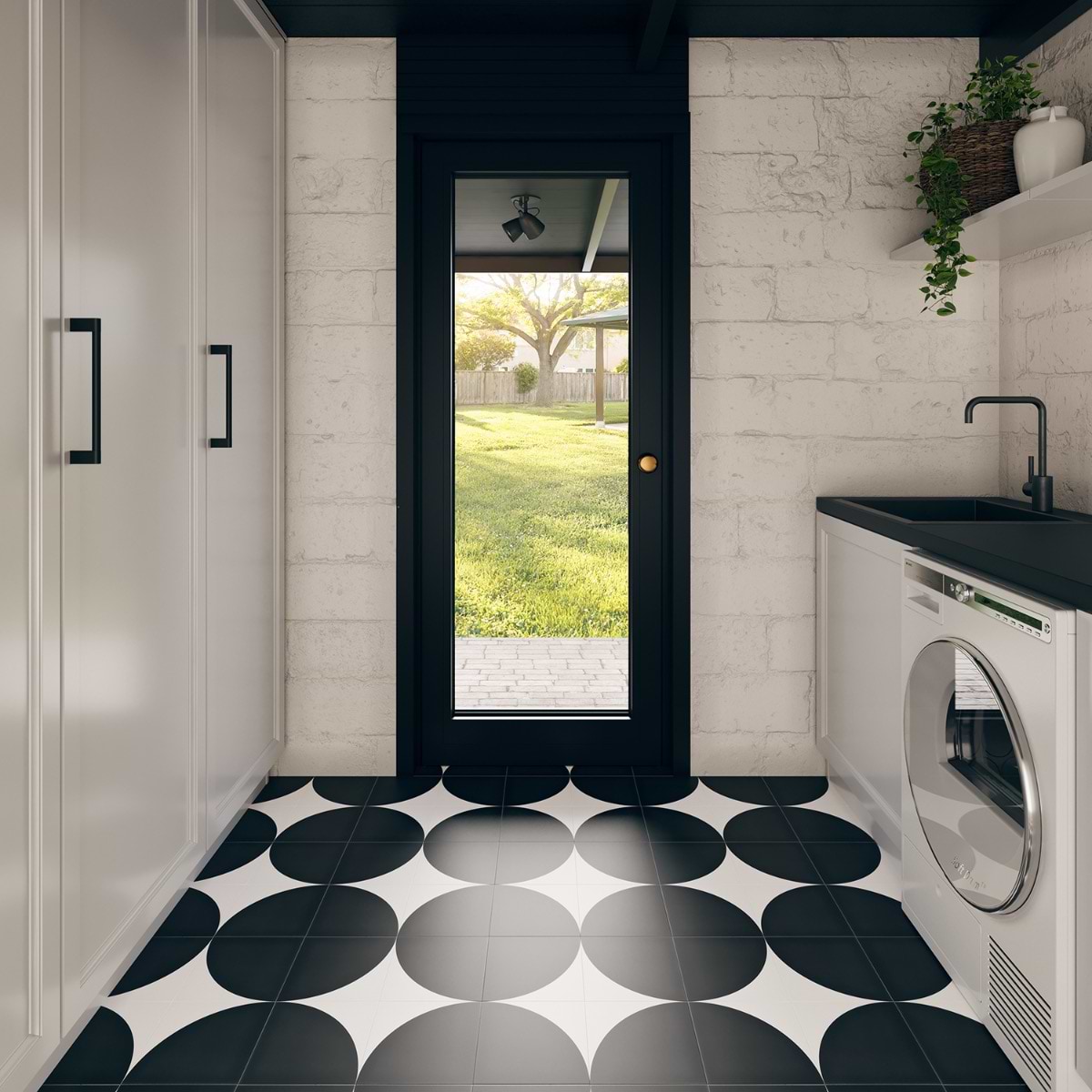 Shop Stacy Garcia Maddox Deco Floor Black 8x8 | SohoStudioCorp.com