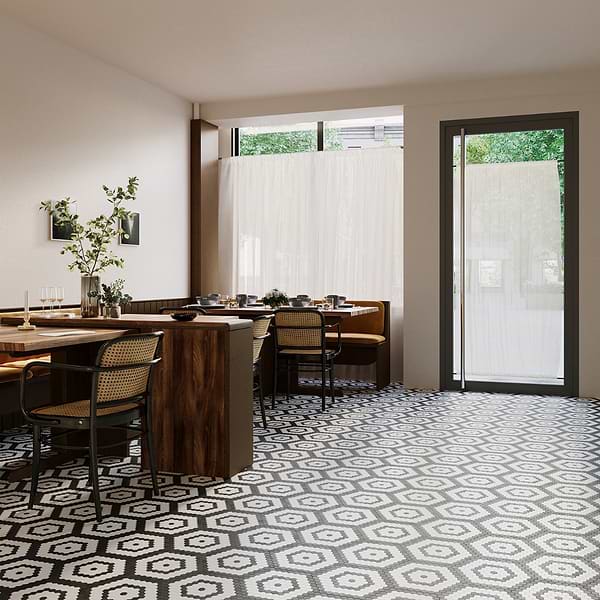 Helios Honeycomb Black & White Polished Marble