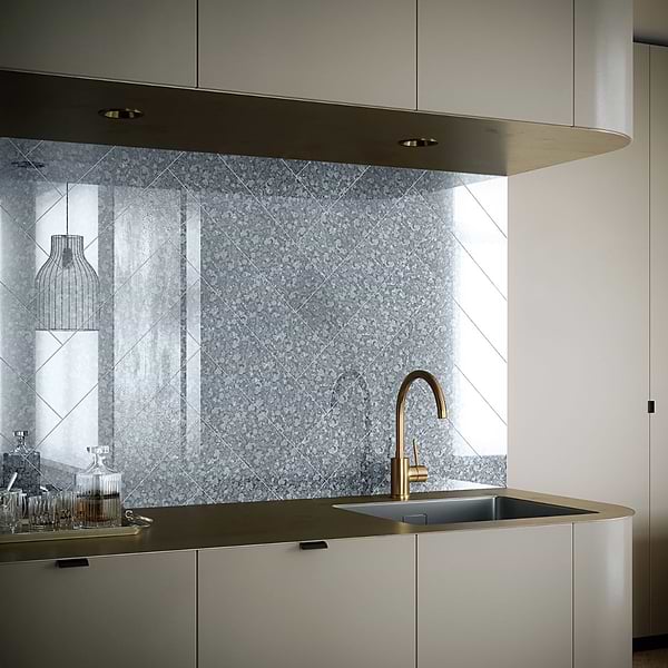 Close Out - Vanderbilt Antique Iron Gray 4.5x18; in Gray Mirror Antique Mirror; for Backsplash, Bathroom Wall, Kitchen Wall, Wall Tile; in Style Ideas Classic, Mid Century, Transitional