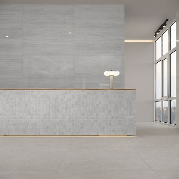 Zenit Bianco White 24x48 Travertine Look Polished Porcelain Tile