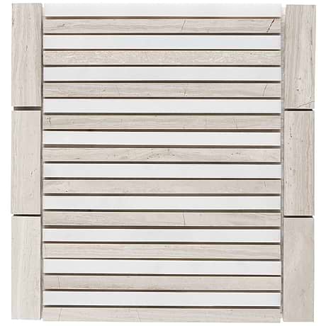 Avant Garde Linear Asian Statuary & Wooden Beige Polished Marble