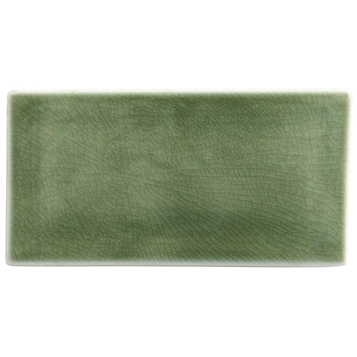 Baroque Glass Crackled Fern Green 3x6 