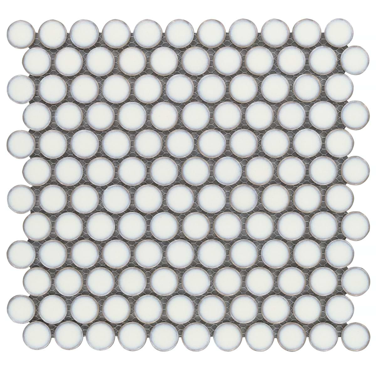 Denim 2.0 Vanilla Rimmed 1" Penny Round White  Polished Porcelain Mosaic 