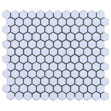 Simple 2.0 Rimmed Azure Blue 1" Hexagon Polished Porcelain Mosaic