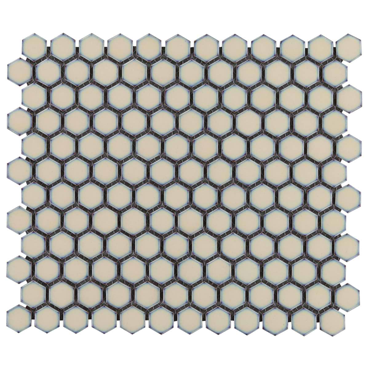 Simple 2.0 Rimmed Custard 1" Hexagon Polished Porcelain Mosaic 